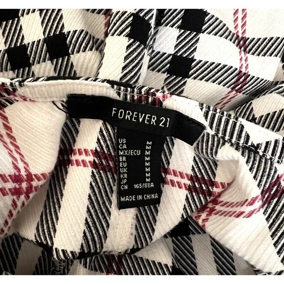 Forever 21 Plaid Bodycon Open Back Mini Dress Red Black White Medium - Picture 3 of 5